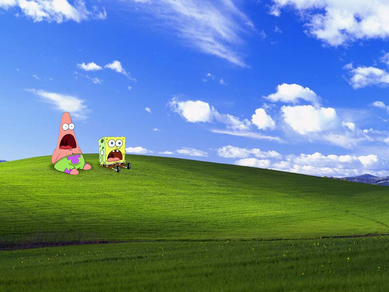 SpongeBob and Patrick on a hill