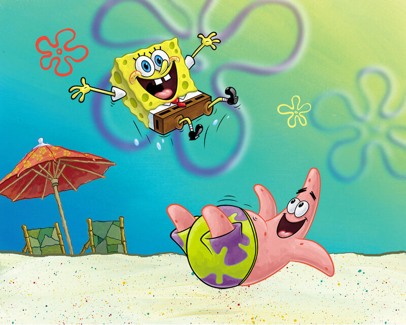 Spongebob and Patrick on Beach