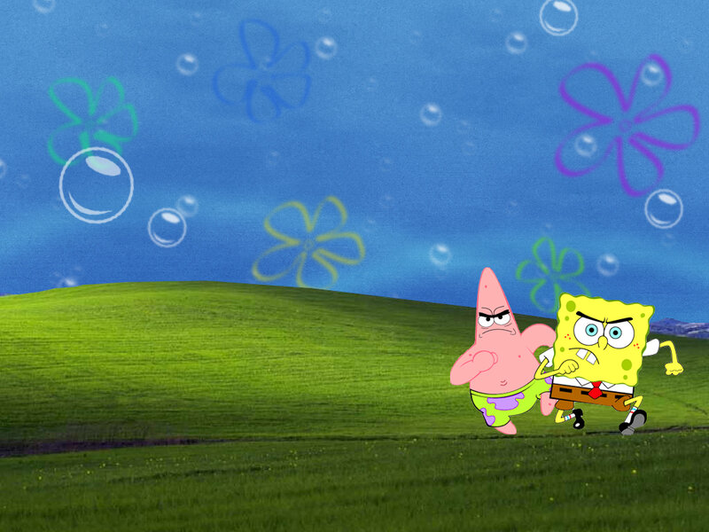 SpongeBob and Patrick running
