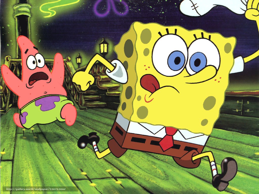 SpongeBob and Patrick running