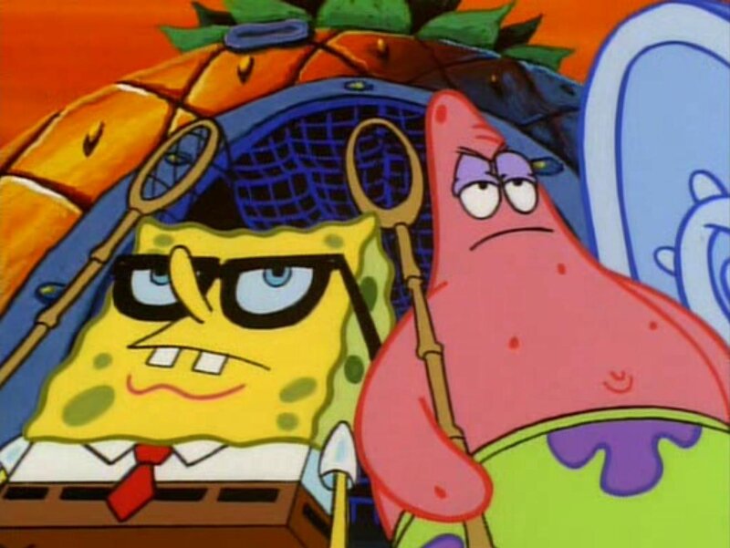 SpongeBob and Patrick with rackets