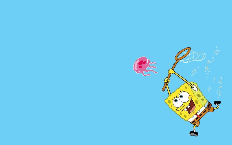 SpongeBob catching jellyfish