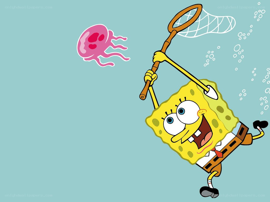 SpongeBob chasing jellyfish