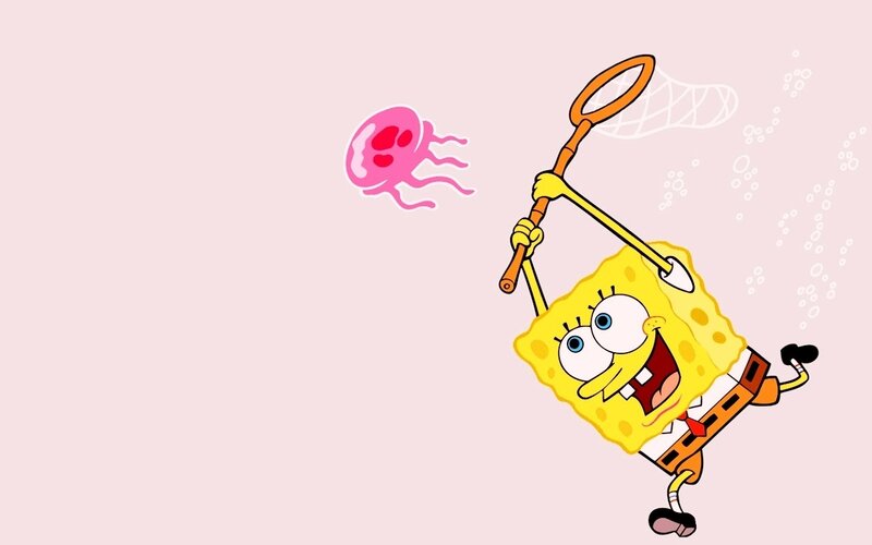 SpongeBob chasing jellyfish