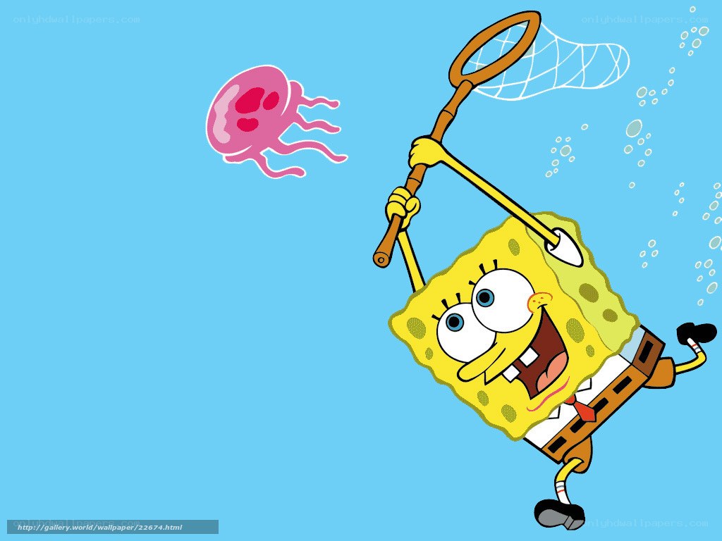 SpongeBob chasing jellyfish