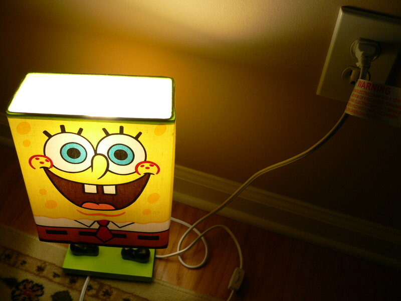 SpongeBob lamp on floor