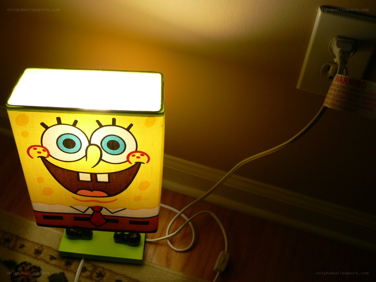 SpongeBob lamp on floor