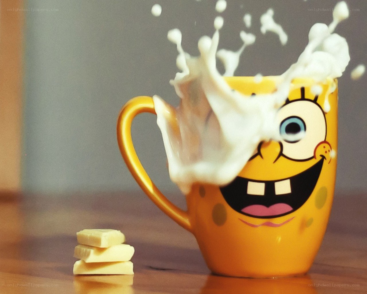 SpongeBob mug with milk splash