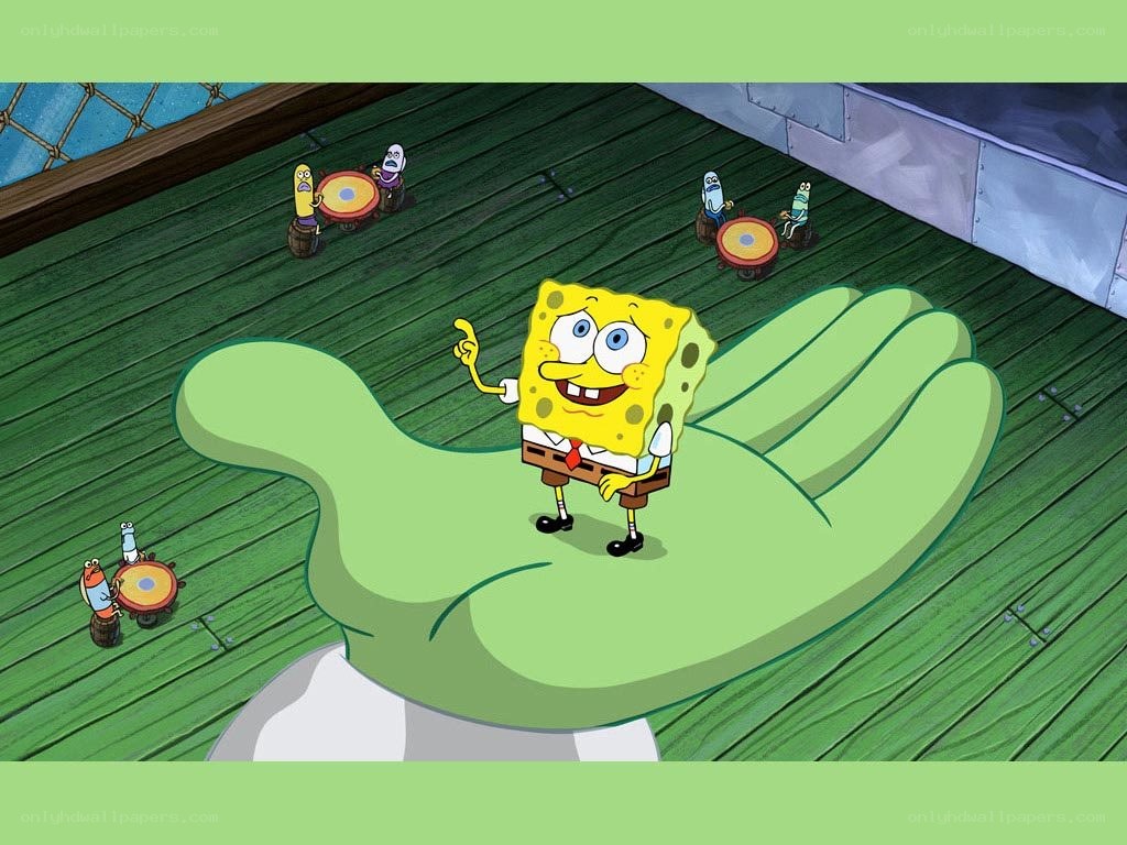 SpongeBob on a giant hand
