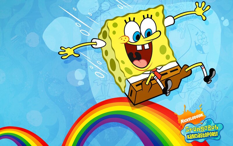 SpongeBob on a rainbow