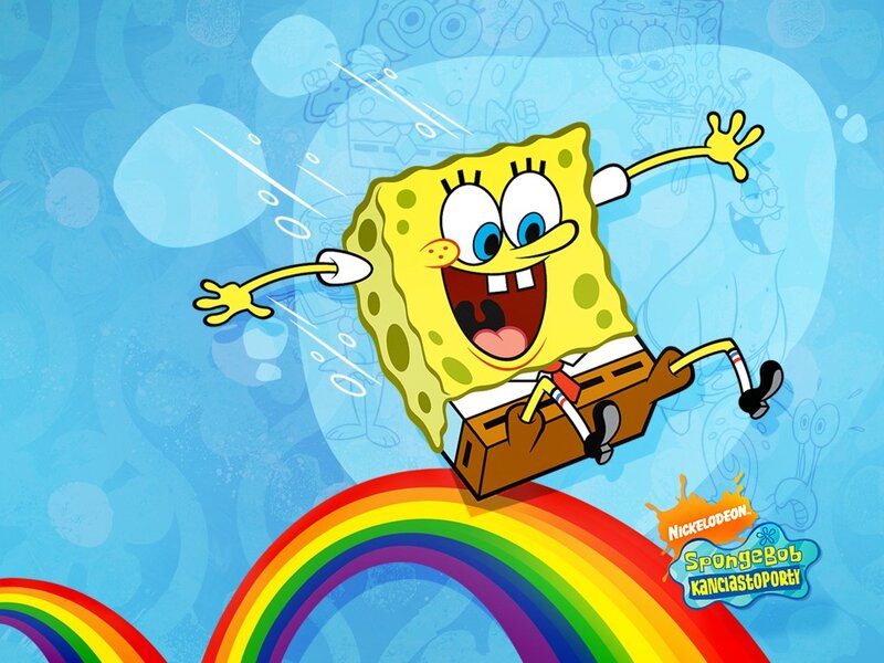 SpongeBob on a rainbow