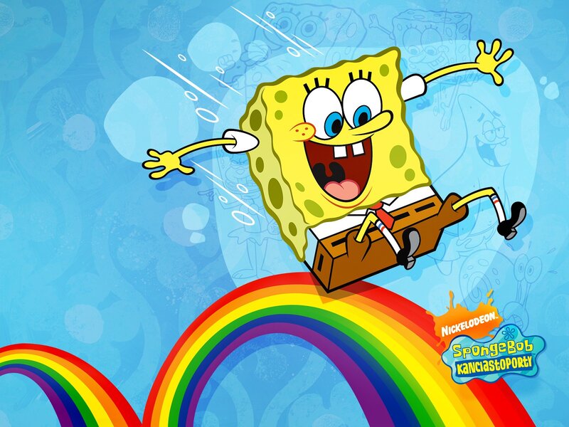 SpongeBob on a rainbow
