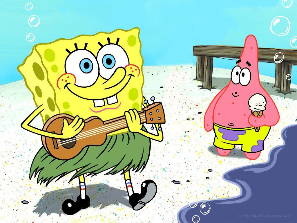SpongeBob playing ukulele