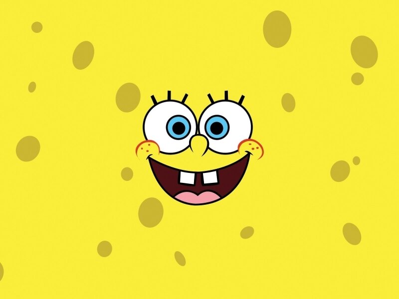 Spongebob Squarepants Face — Yellow, Happy, Cartoon, Eyes, Smile, Cheeks, White, Blue