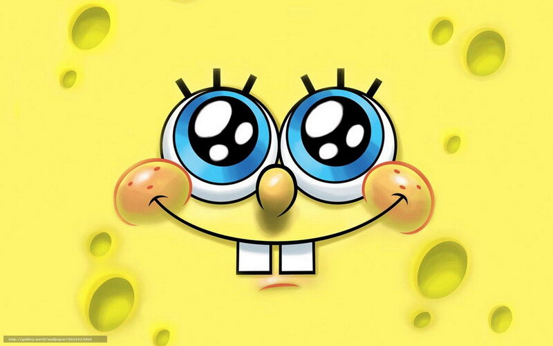 Spongebob Squarepants Face — Yellow, Happy, Digital Art