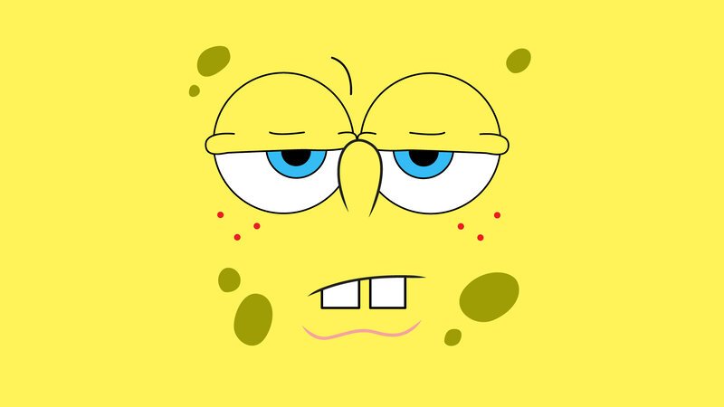 SpongeBob with a grumpy face