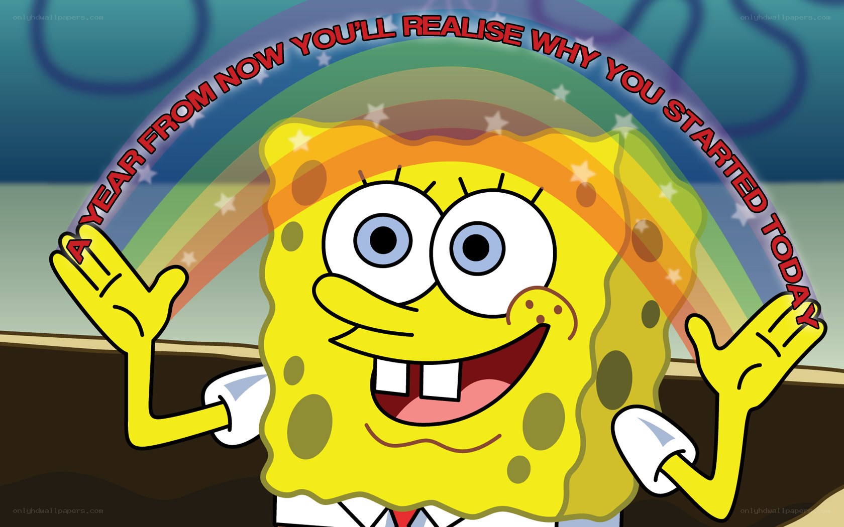 SpongeBob with rainbow quote