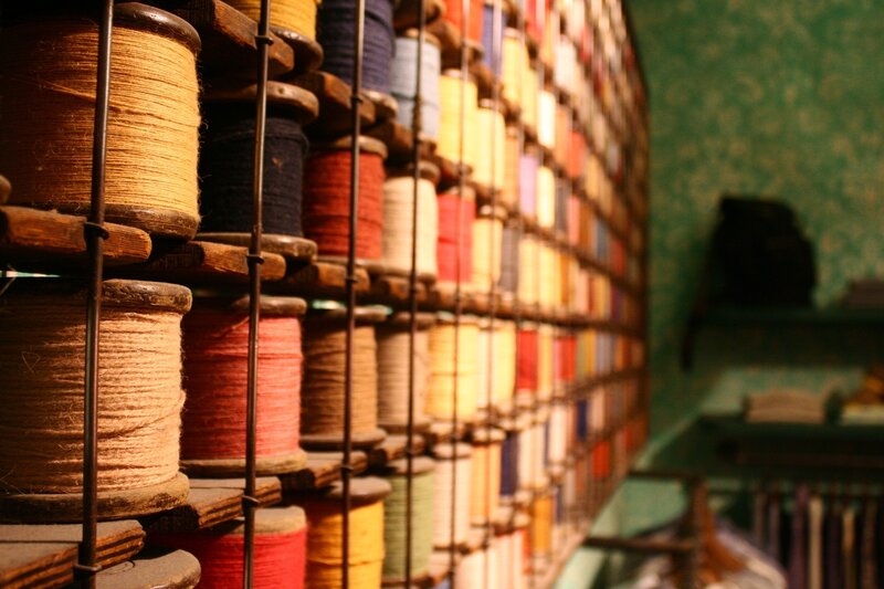 Spools of Thread on Rack