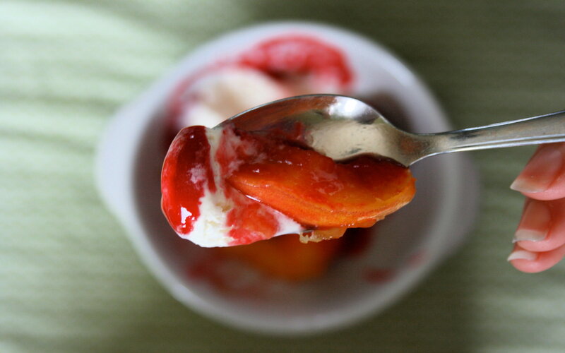 Spoon with dessert
