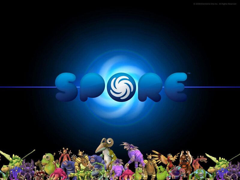 Spore game logo with creatures