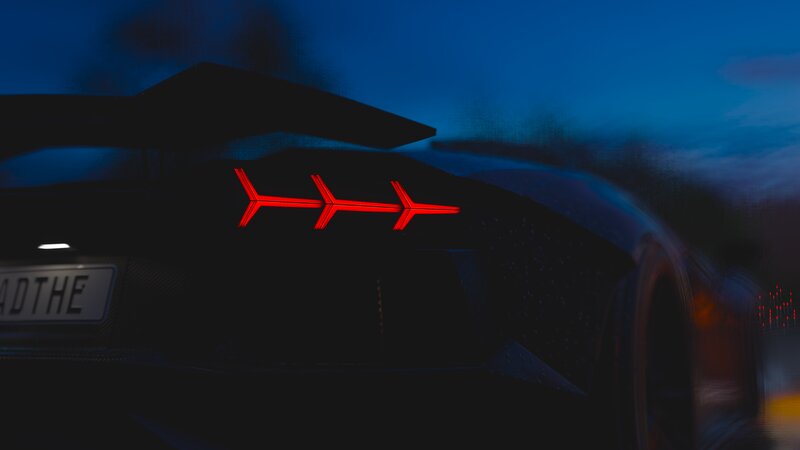 Sports Car at Night — Black, Dark