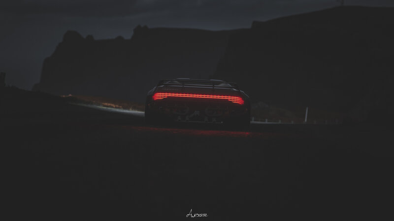 Sports Car at Night — Black, Dramatic