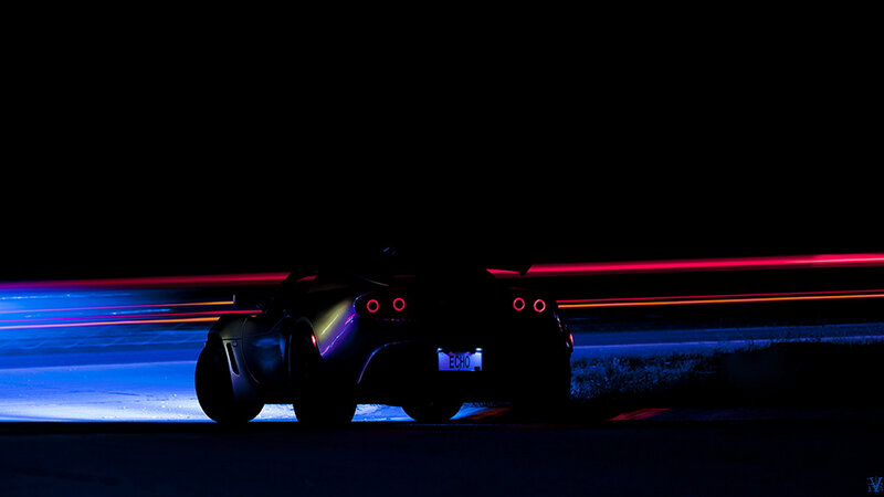 Sports Car at Night — Black