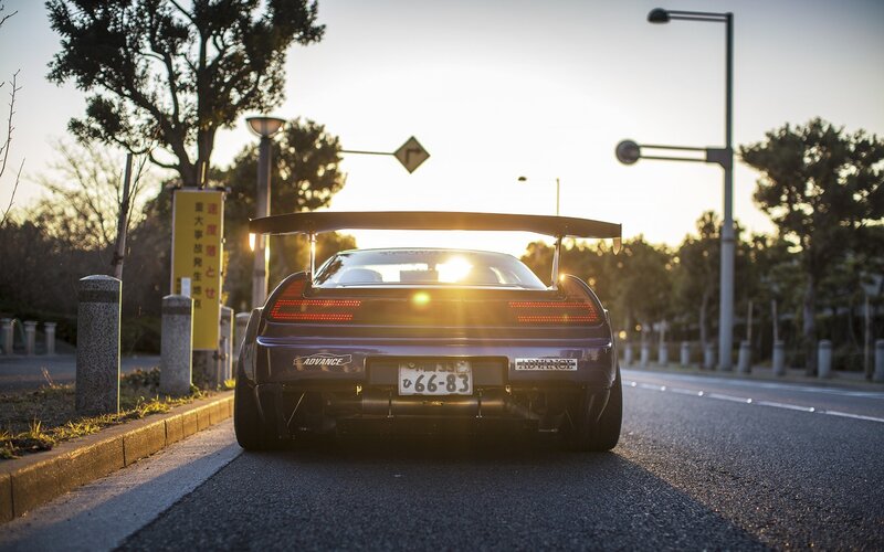 sports car at sunset