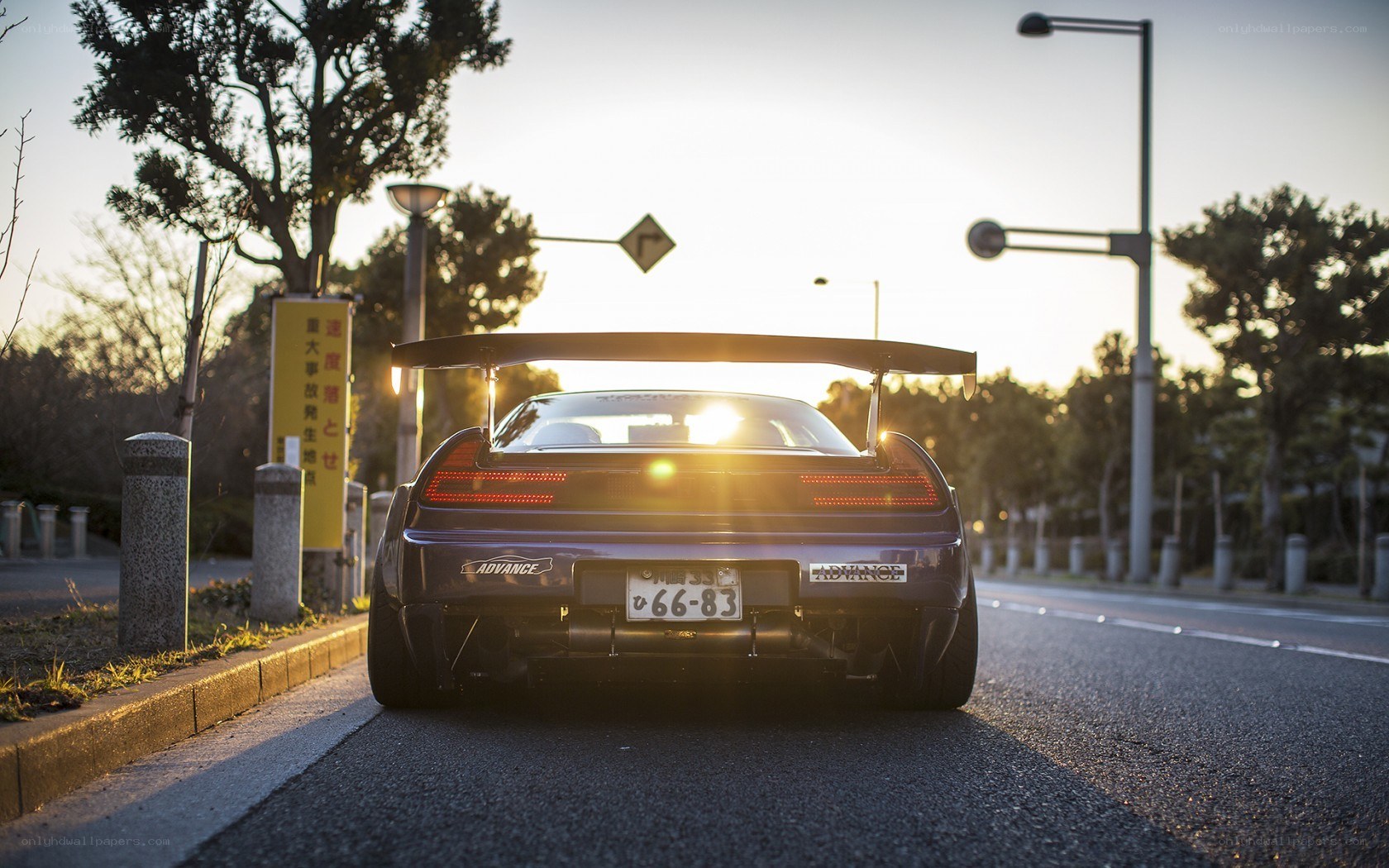 sports car at sunset