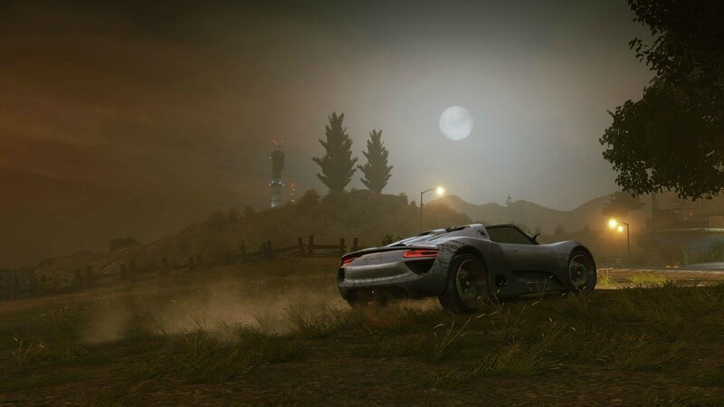 Sports car drifting at night