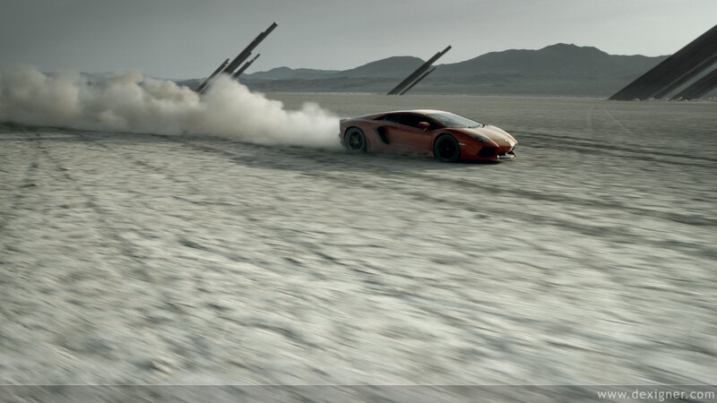 sports car drifting in desert