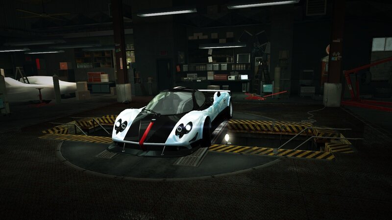 sports car in garage