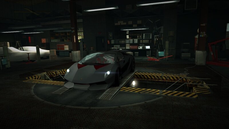 sports car in garage