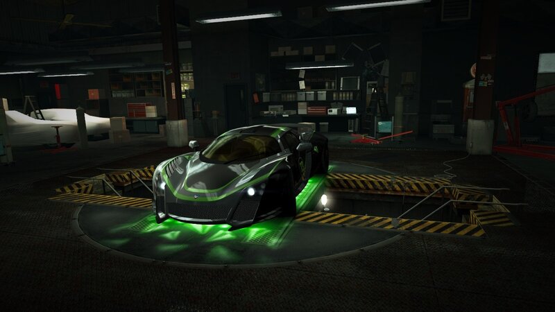 sports car in garage