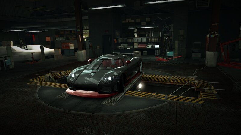 sports car in garage