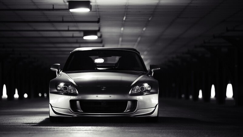 sports car in parking garage