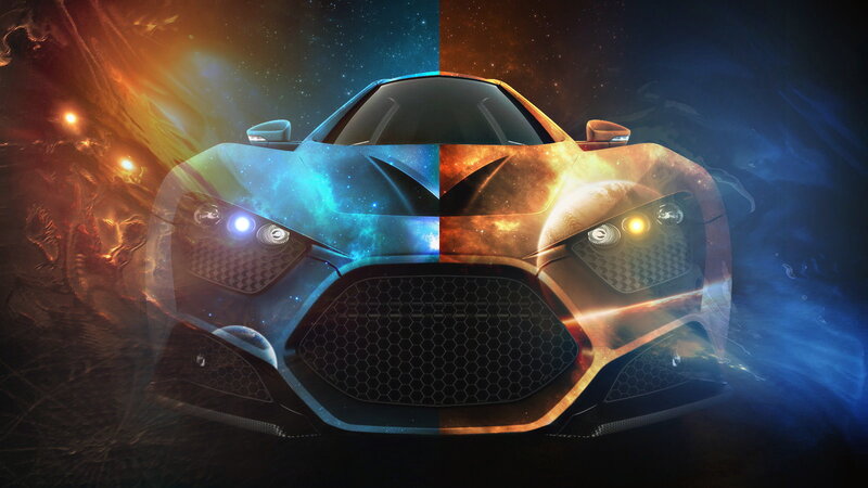 Sports Car in Space — Blue