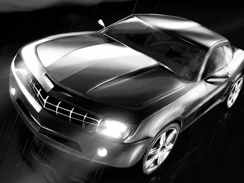 sports car in the rain