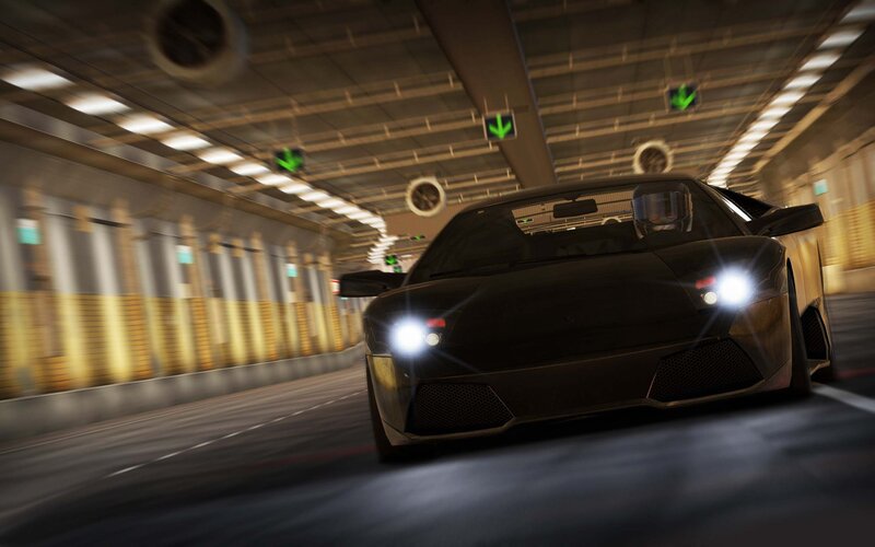sports car in tunnel