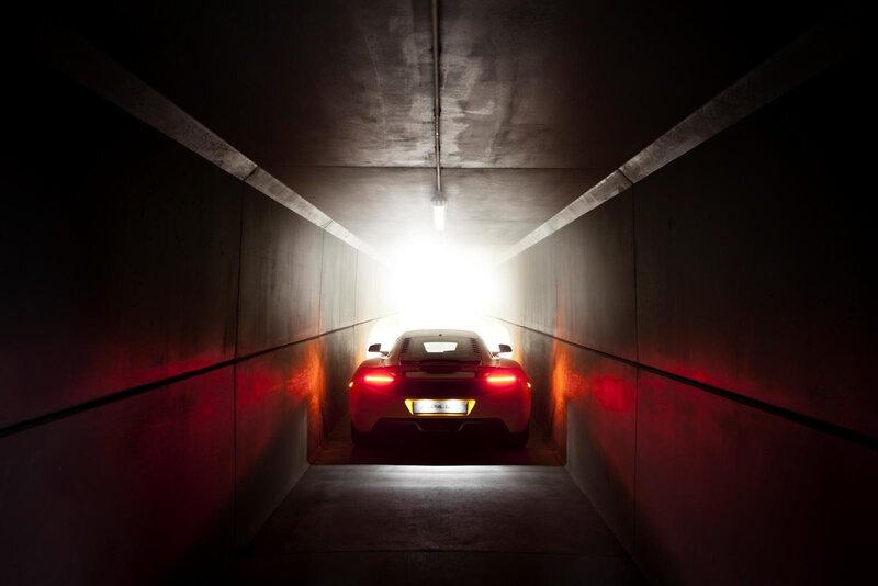 sports car in tunnel