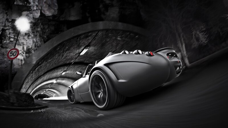 sports car in tunnel