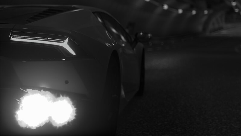 Sports Car in Tunnel — Black, Dark