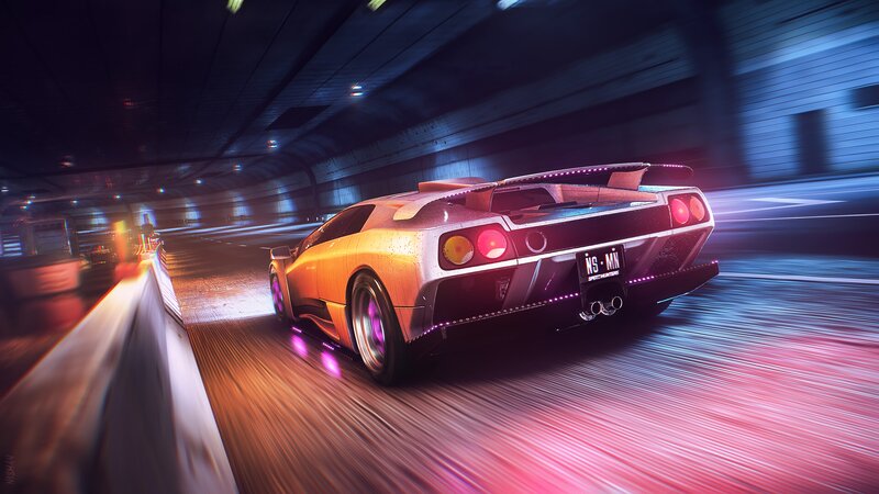 Sports Car in Tunnel — Purple