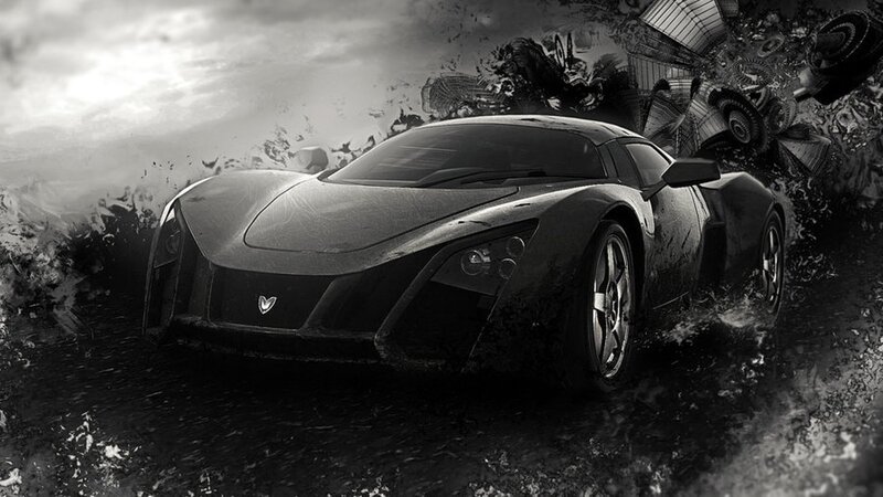 Sports Car in Water