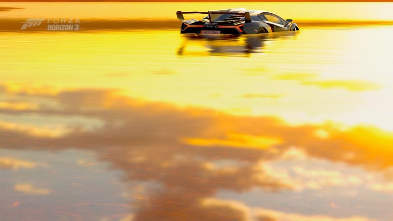 Sports Car in Water — Yellow