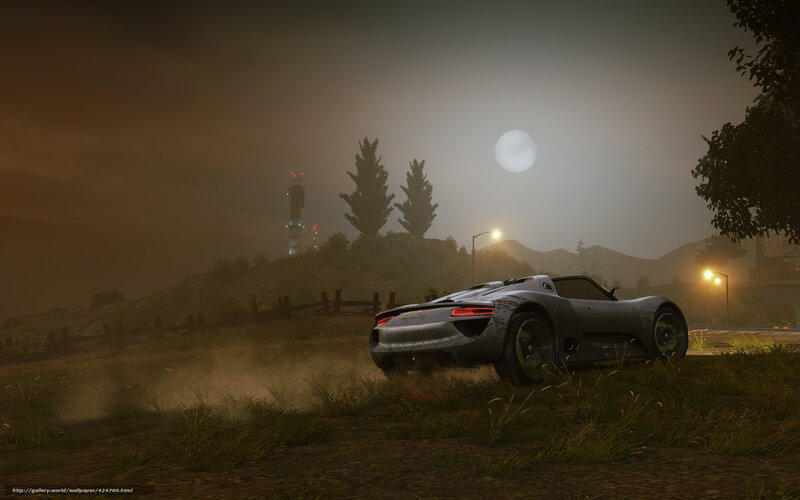 Sports car on a foggy night