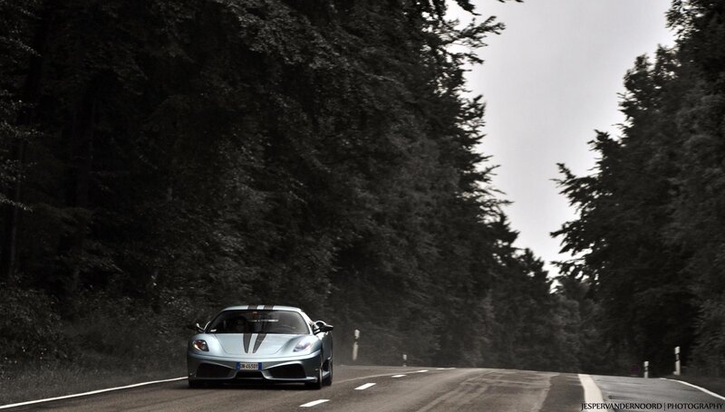 sports car on forest road
