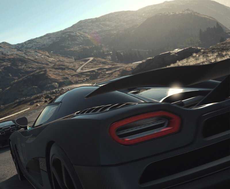 sports car on mountain road