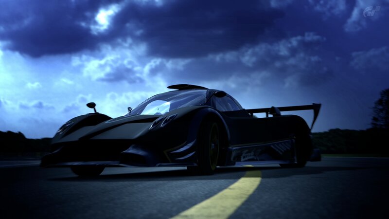 sports car on racetrack at night