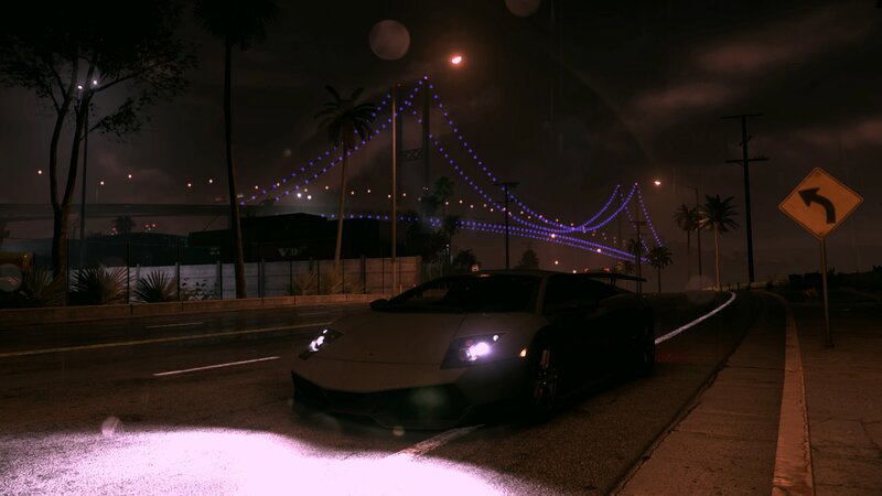 Sports Car on Wet Road — Black, Dark, Moody
